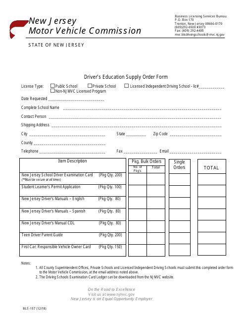 Form BLS-157  Printable Pdf