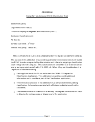 Document preview: Application for Classification/Energy Services Company (Esco) - New Jersey