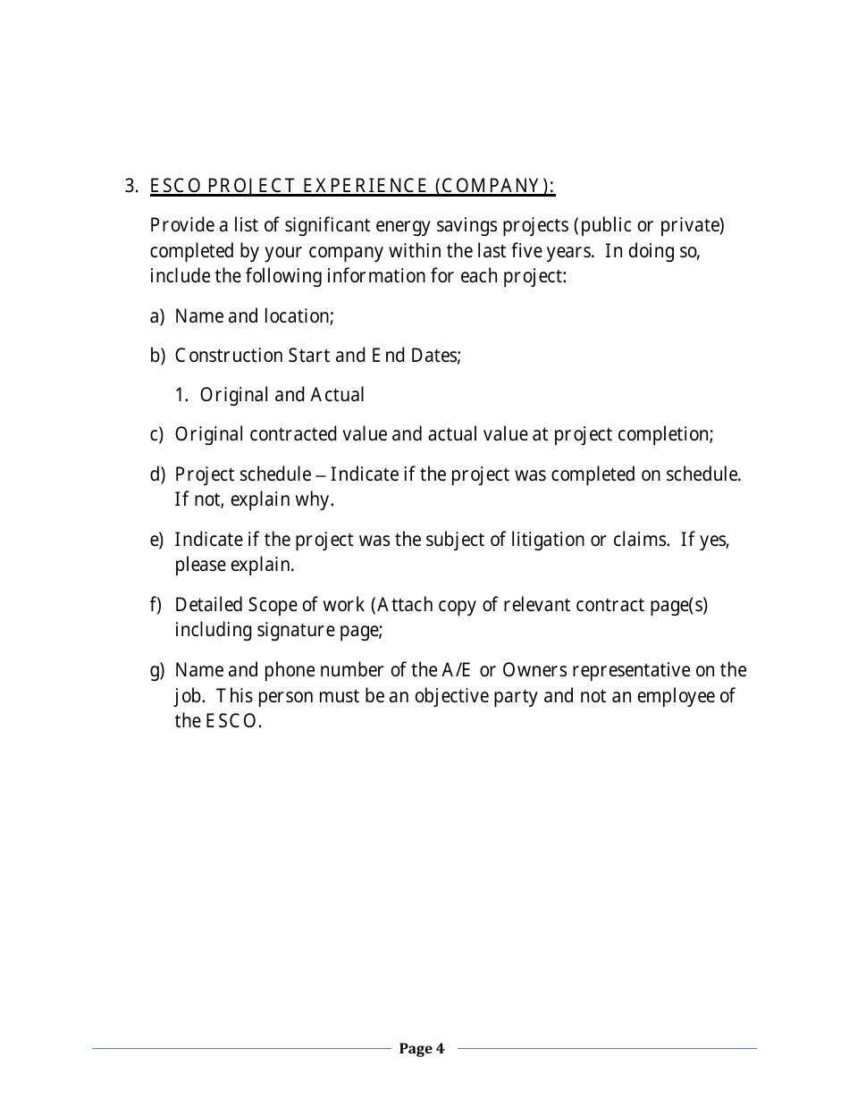 Application for Classification / Energy Services Company (Esco) - New Jersey, Page 4