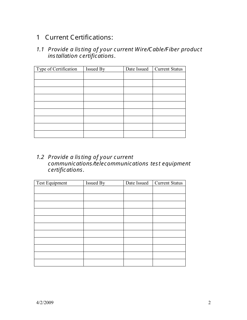 Application for Classification / Telecommunications - New Jersey, Page 2