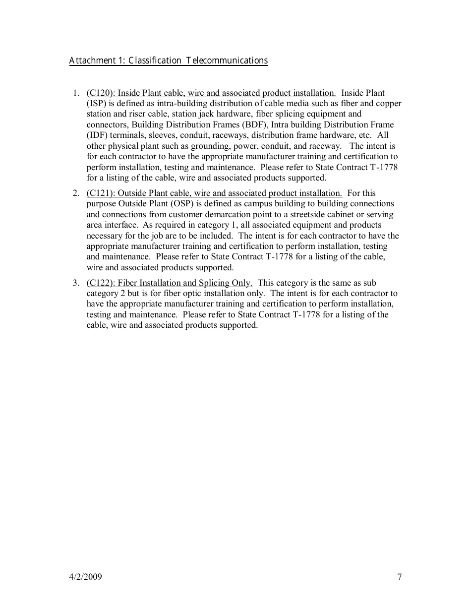 Application for Classification / Telecommunications - New Jersey, Page 7