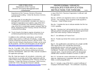Instructions for Form 48A Professional Services Prequalification Application - New Jersey, Page 5