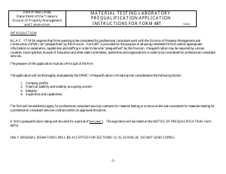 Instructions for Form 48T Material Testing Laboratory Prequalification Application - New Jersey, Page 2