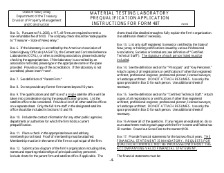 Instructions for Form 48T Material Testing Laboratory Prequalification Application - New Jersey, Page 5
