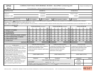 Document preview: Form DPMC43-A Contractor Phase Performance Review " Non-dpmc Contracting Unit - New Jersey