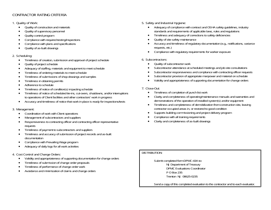 Form DPMC43-A Contractor Phase Performance Review  Non-dpmc Contracting Unit - New Jersey, Page 2