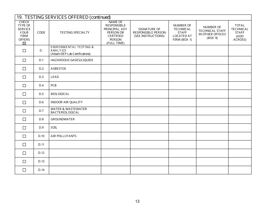 Form 48T Material Testing Laboratory Pre-qualification Application - New Jersey, Page 13