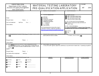Form 48T Material Testing Laboratory Pre-qualification Application - New Jersey, Page 2