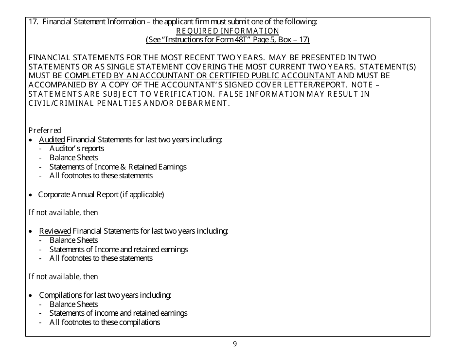 Form 48T Material Testing Laboratory Pre-qualification Application - New Jersey, Page 9