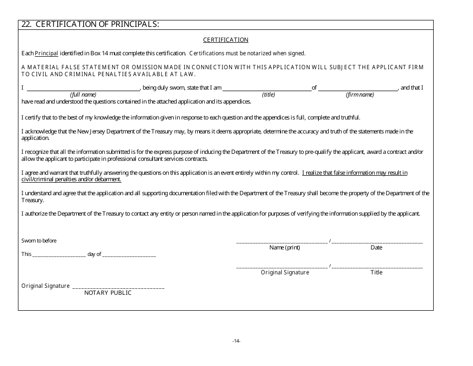 Form 48A Professional Services Prequalification Application Form - New Jersey, Page 15