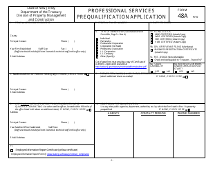 Form 48A Professional Services Prequalification Application Form - New Jersey, Page 2