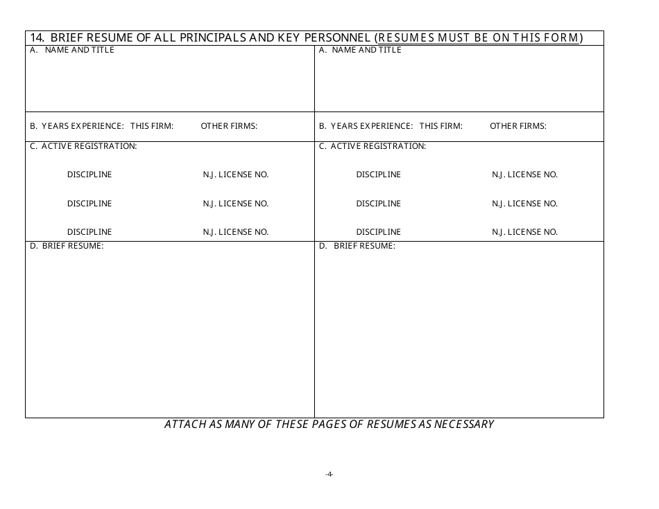 Form 48A Professional Services Prequalification Application Form - New Jersey, Page 5