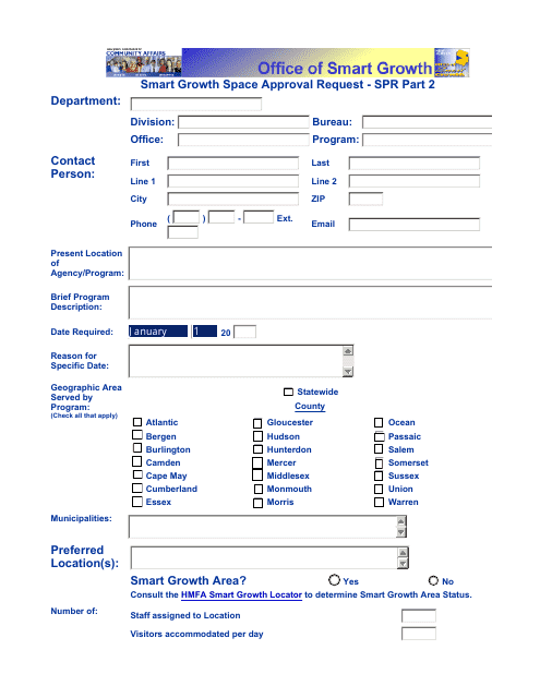 Form SPR Part 2 Smart Growth Space Approval Request - New Jersey