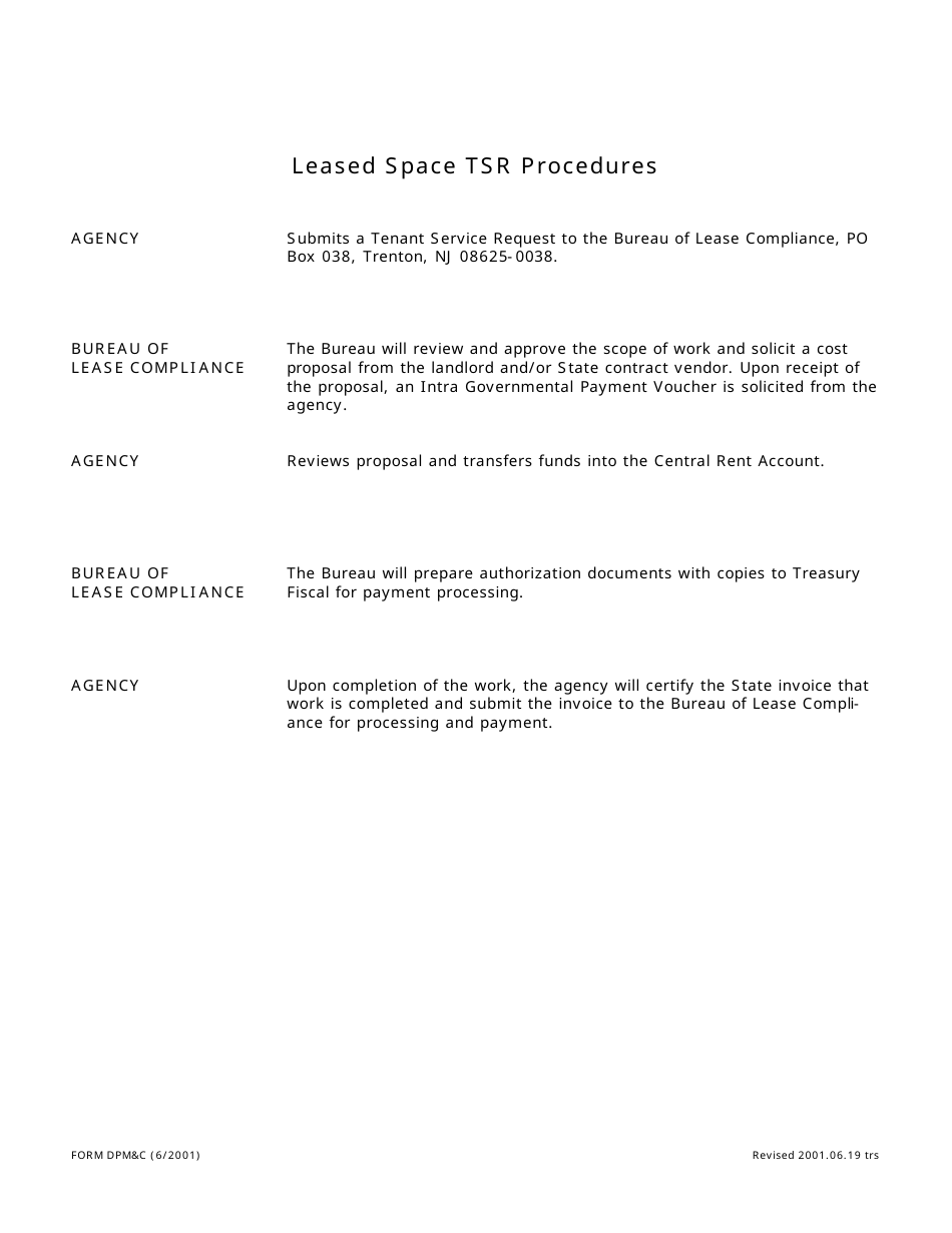 Form DPMC Tenant Service Request (Leased Space) - New Jersey, Page 2
