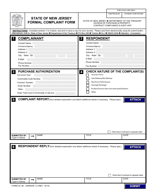 Form CC-36  Printable Pdf