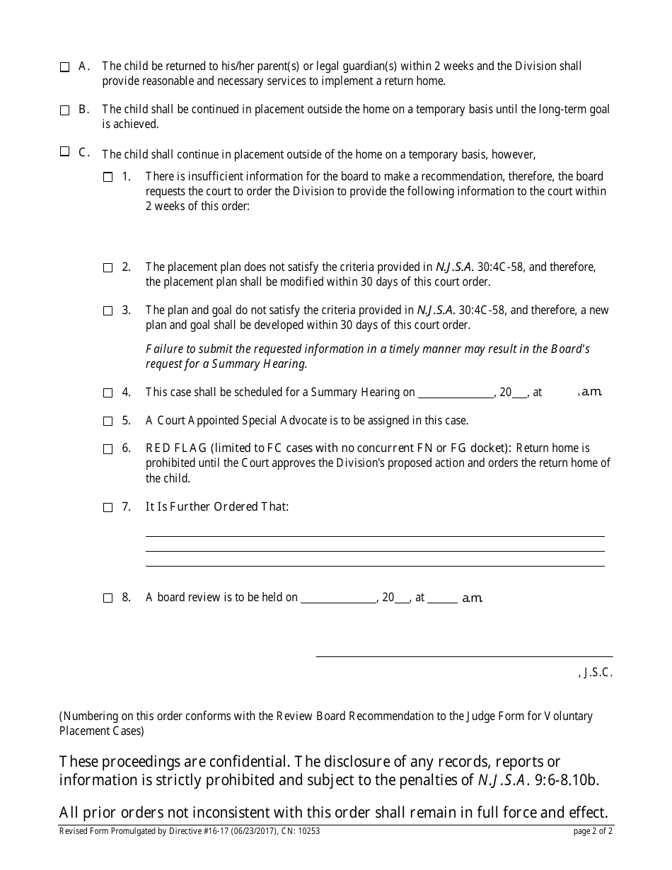Form 10253 FC Initial Review Cpr Order / Special Review Order - New Jersey, Page 2