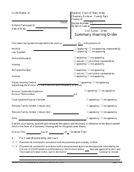 Document preview: Form 10257 Summary Hearing Order - New Jersey