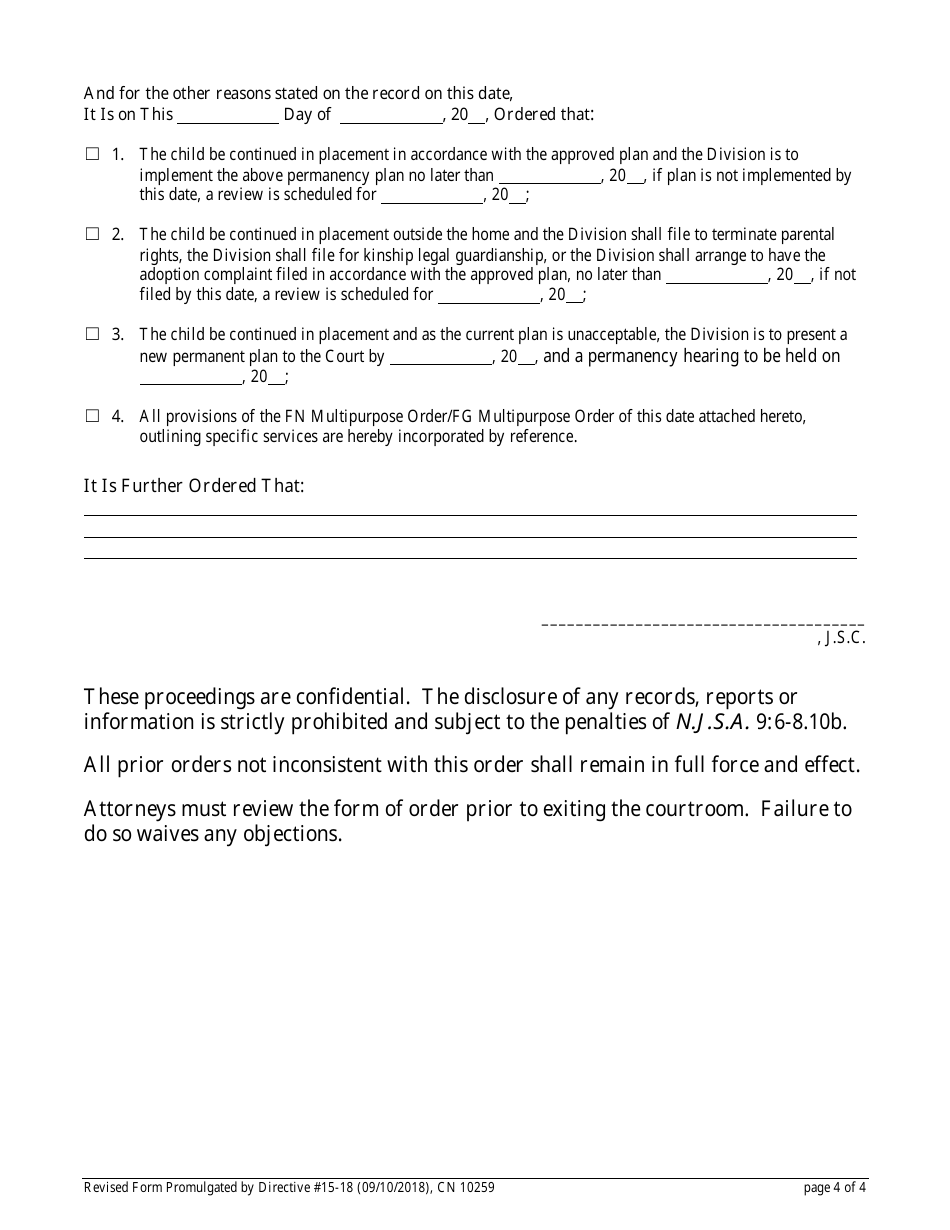 Form 10259 Permanency Order - New Jersey, Page 4