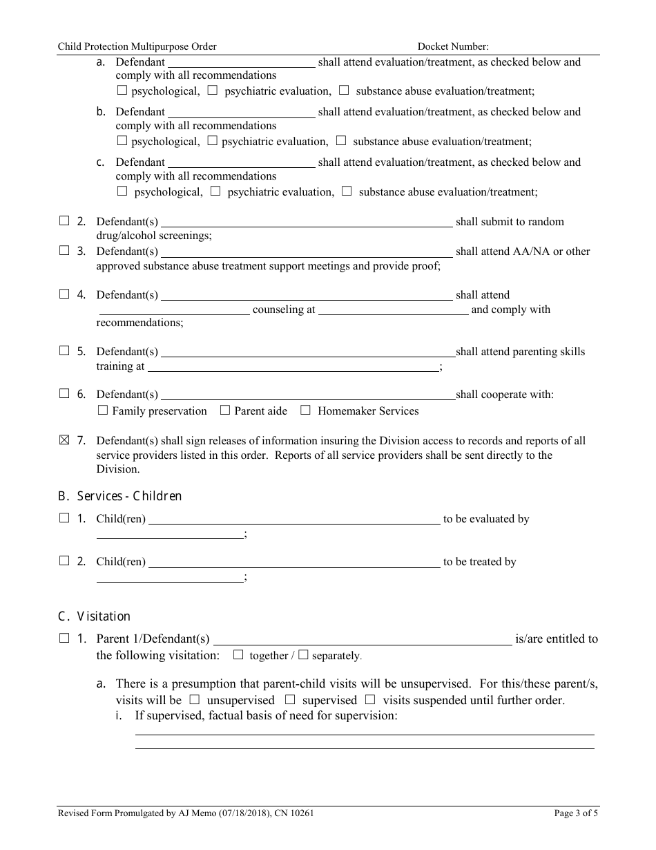 Form 10261 Child Protection Multipurpose Order - New Jersey, Page 3