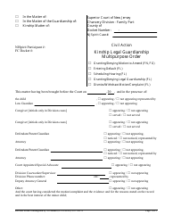 Document preview: Form CN:10273 Kinship Legal Guardianship Multipurpose Order - New Jersey