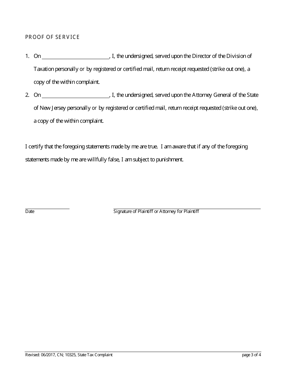 Form 10325 State Tax Complaint - New Jersey, Page 3