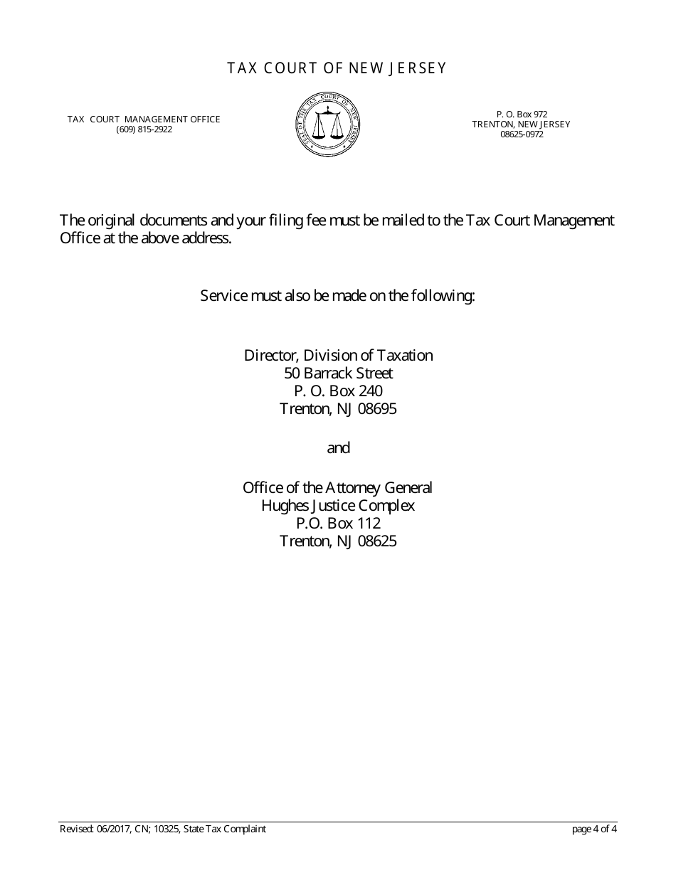 Form 10325 State Tax Complaint - New Jersey, Page 4