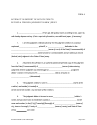 Form A (10519) Affidavit in Support of Application to Record a Foreign Judgment in New Jersey - New Jersey, Page 3