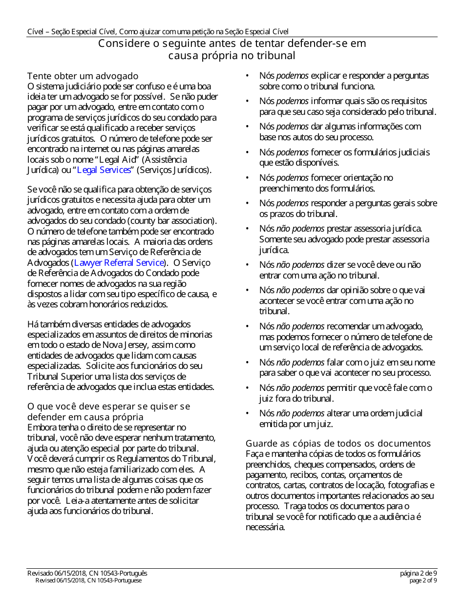 Form A (10543) Notice of Motion - New Jersey (English / Portuguese), Page 2