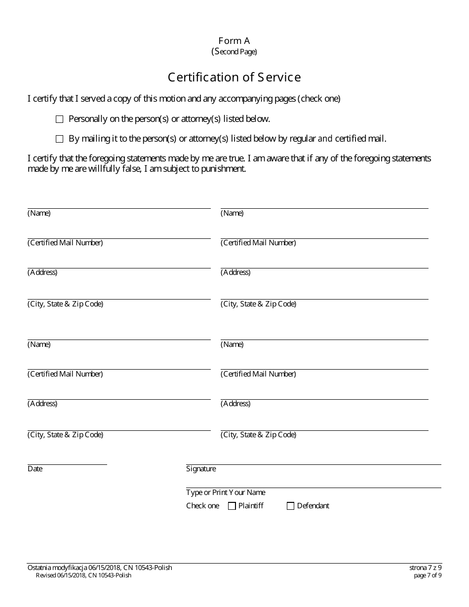 Form A (10543) Notice of Motion - New Jersey (English / Polish), Page 7