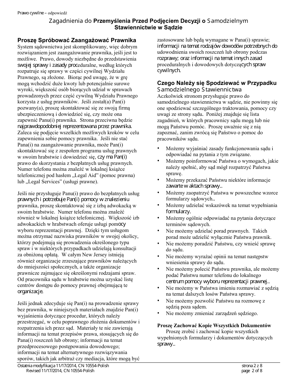 Form A (10554) Answer - New Jersey (English / Polish), Page 2