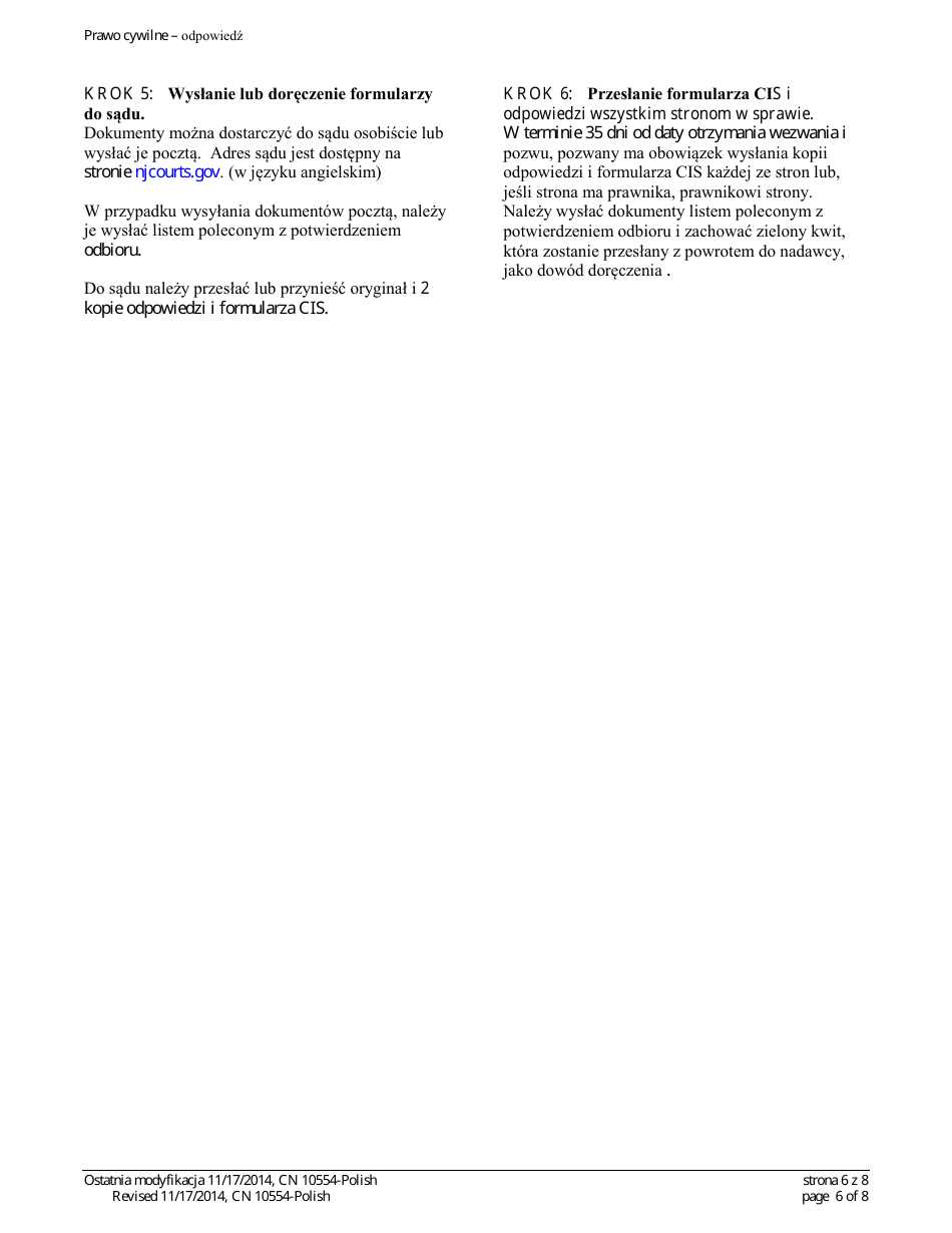 Form A (10554) Answer - New Jersey (English / Polish), Page 6