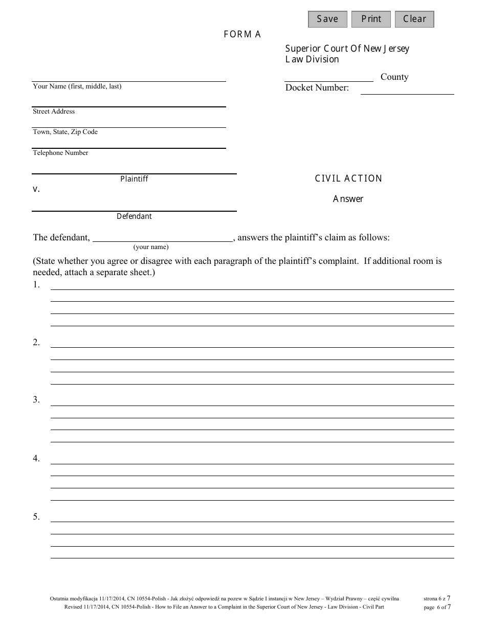 Form A (10554) Answer - New Jersey (English / Polish), Page 7