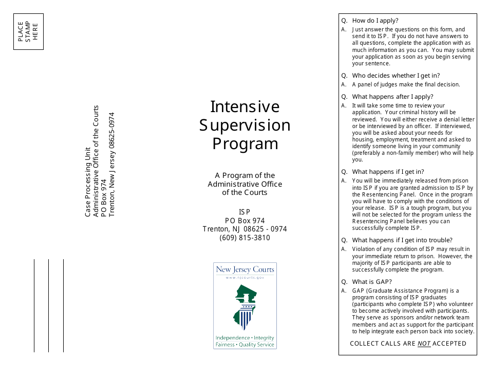 Form 10685 Application for Intensive Supervision Program - New Jersey, Page 1