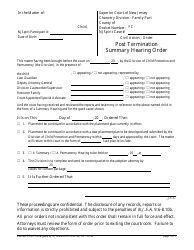 Document preview: Form CN:10722 Post Termination Summary Hearing Order - New Jersey