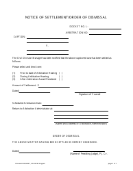 Document preview: Form 10767 Notice of Settlement/Order of Dismissal - New Jersey