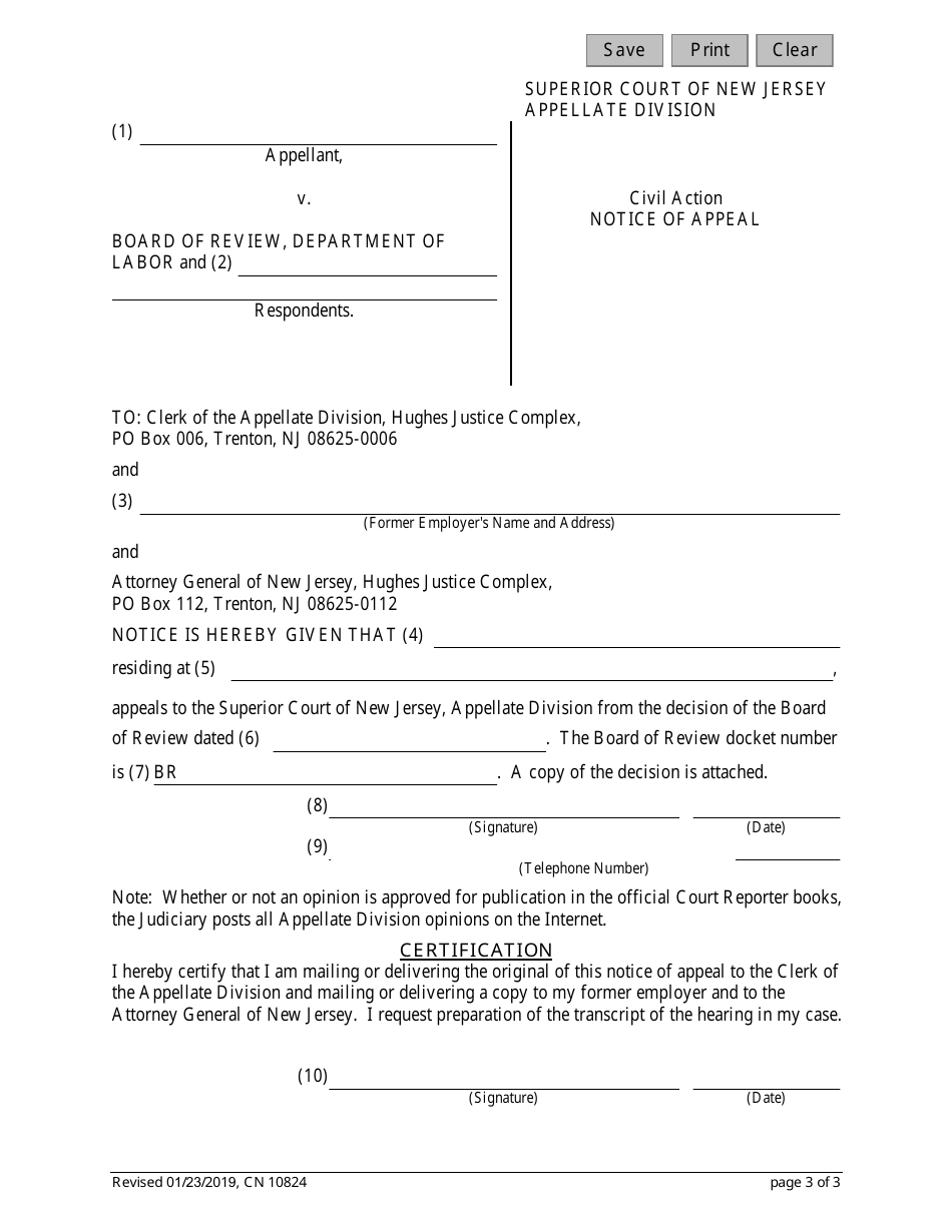 Form 10824 Board of Review Pro Se Kit - New Jersey, Page 3