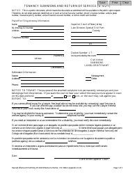 Form 10822 Appendix XI-B Tenancy Summons and Return of Service - New Jersey