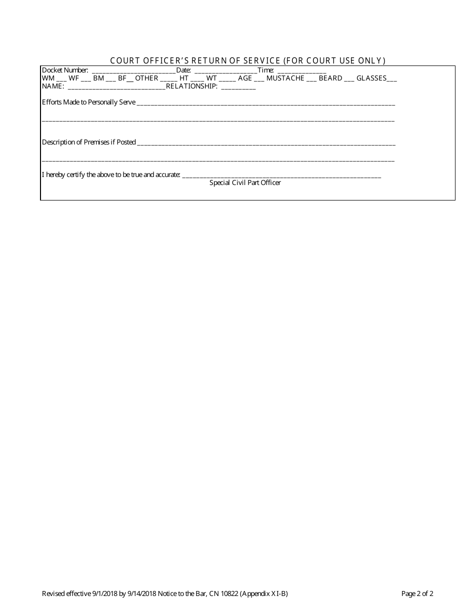Form 10822 Appendix XI-B Tenancy Summons and Return of Service - New Jersey, Page 2