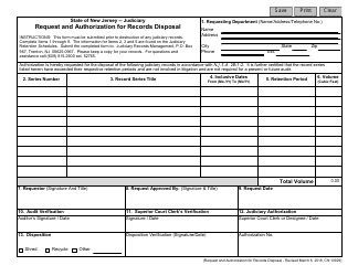 Document preview: Form 10929 Request and Authorization for Records Disposal - New Jersey