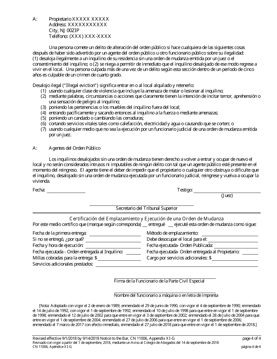 Form 11006 Appendix XI-G Warrant of Removal - New Jersey (English / Spanish), Page 4