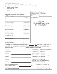 Document preview: Form CN:11079 Order to Show Cause for Investigation - New Jersey