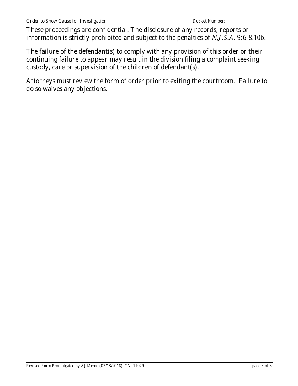 Form CN:11079 Order to Show Cause for Investigation - New Jersey, Page 3