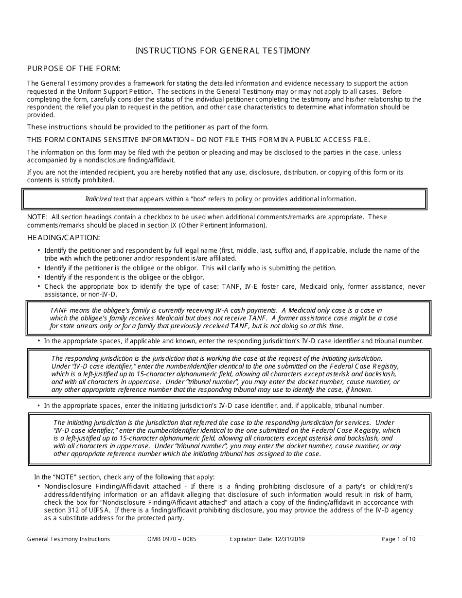 Instructions for Form 11090 General Testimony - New Jersey, Page 1