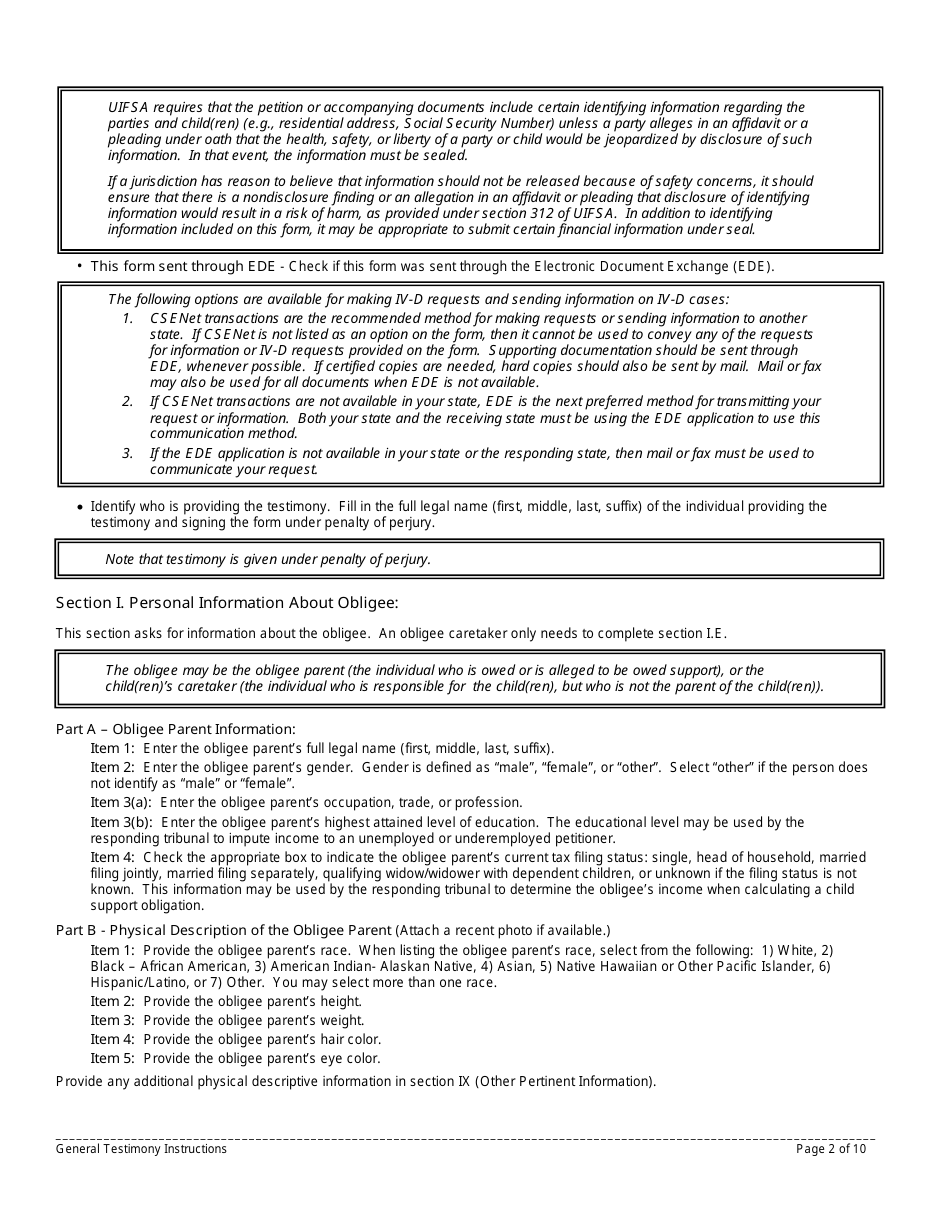 Instructions for Form 11090 General Testimony - New Jersey, Page 2