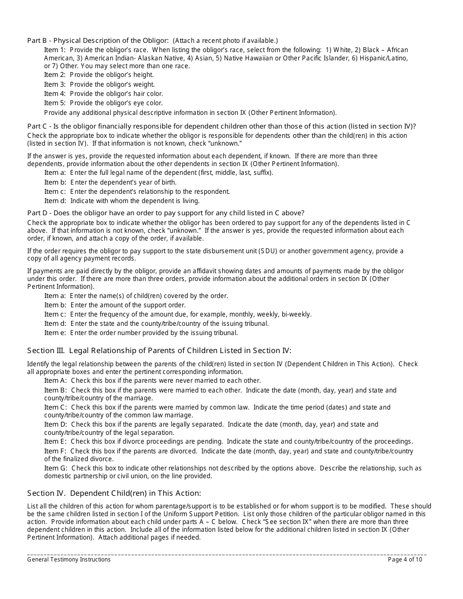 Instructions for Form 11090 General Testimony - New Jersey, Page 4