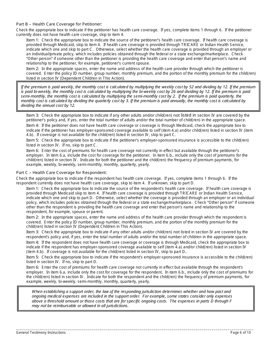 Instructions for Form 11090 General Testimony - New Jersey, Page 6