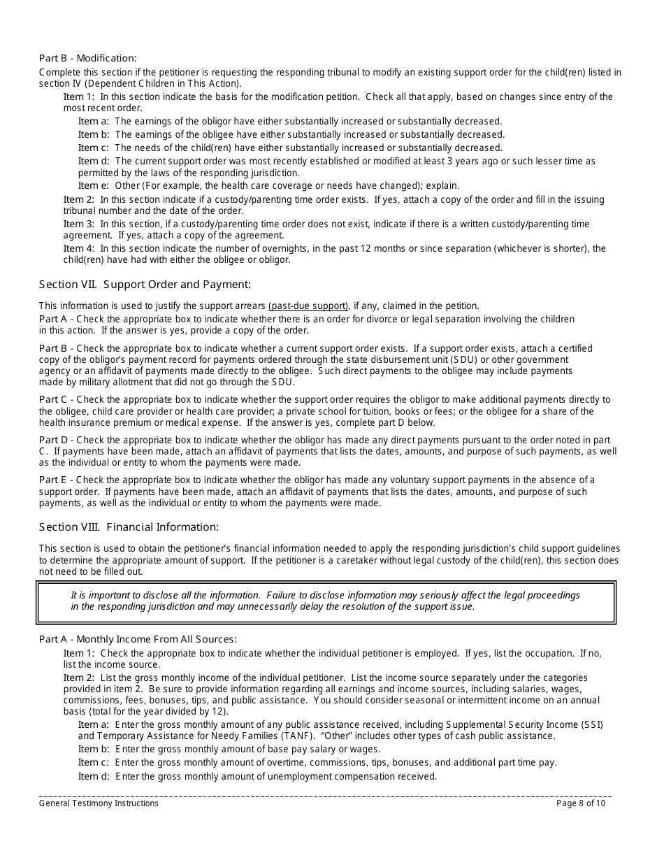Instructions for Form 11090 General Testimony - New Jersey, Page 8