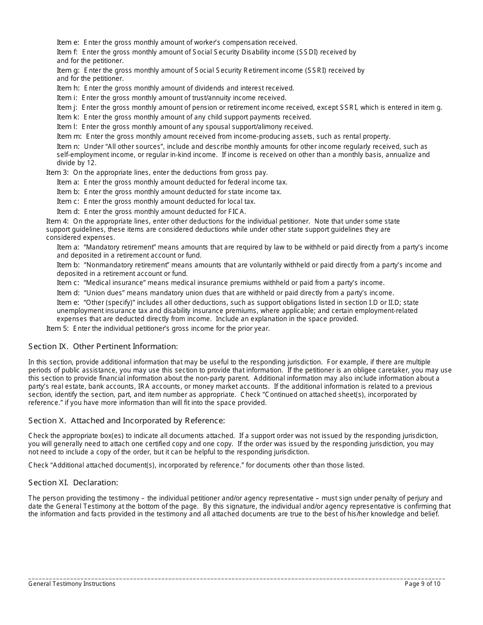 Instructions for Form 11090 General Testimony - New Jersey, Page 9