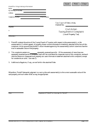 Form 11185 Civil Action Taxing District Complaint (Local Property Tax) - New Jersey