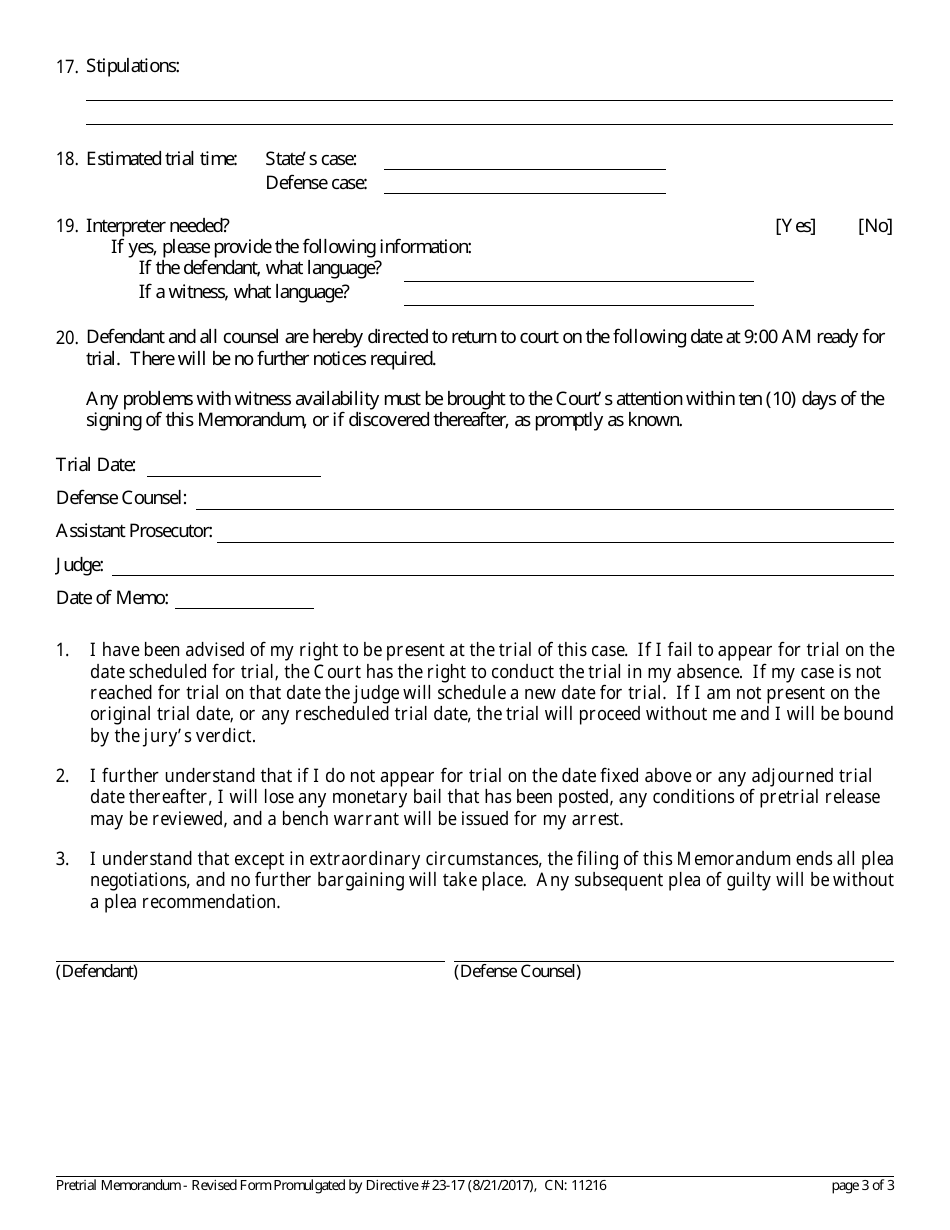Form 11216 Pretrial Memorandum - New Jersey, Page 3
